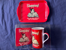 RETRO DESIGN NEW MUG COASTER AND TRAY ONLY ONE MORE SHOPPING DAY TIL TOMORROW
