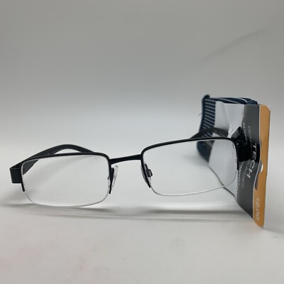 E103 Foster Grant Eastwood Black + 2.00 TECH RUBBERIZED Reading Glasses READERS