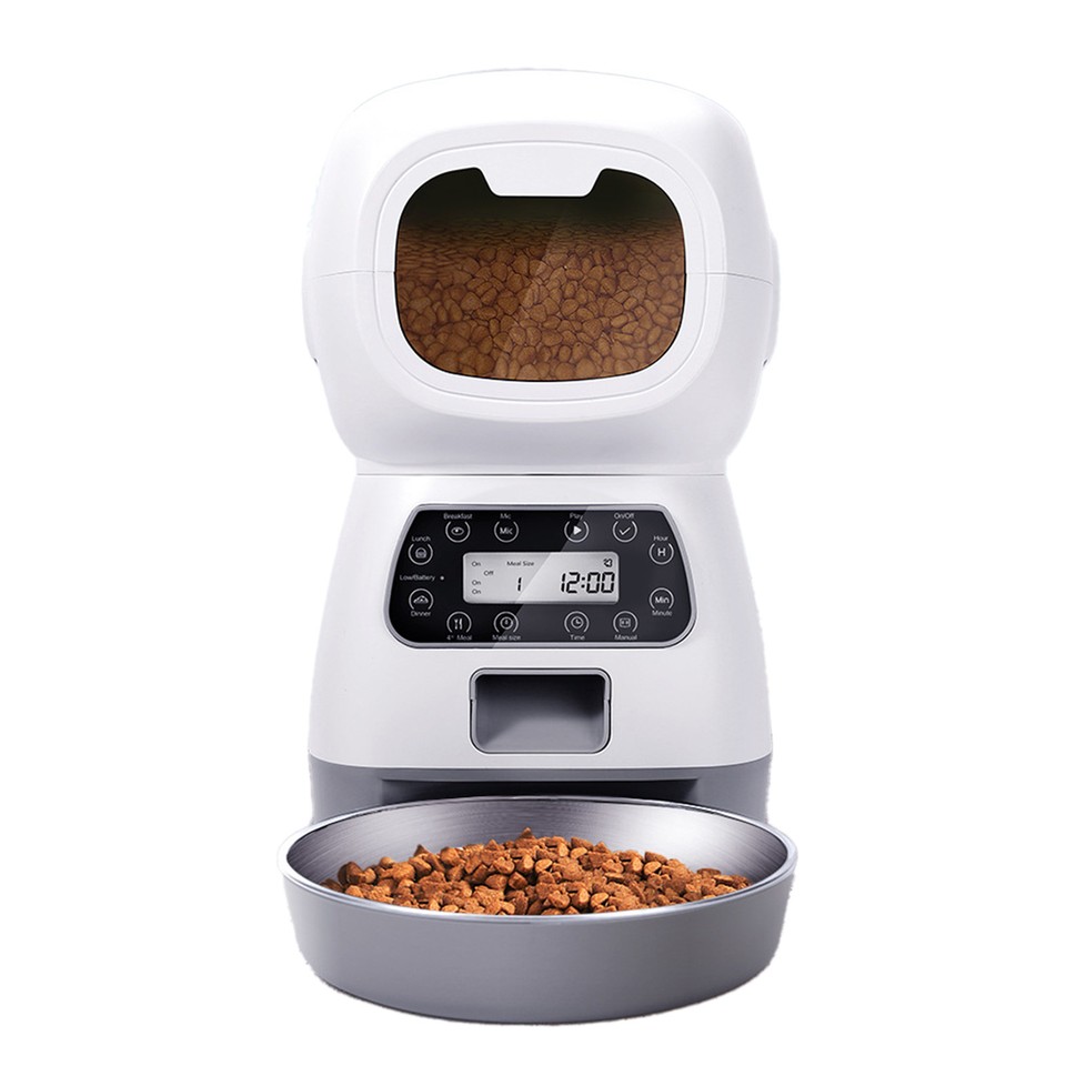 Automatic Pet Feeder Timing Voice Recording Phone Control Cat Dog Food