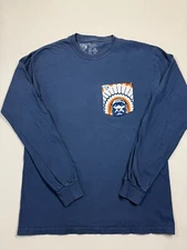 Illinois Fighting Illini Shirt Men Medium Blue Long Sleeve Chief Illiniwek NCAA