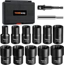 Lug Nut Remover Tool Wheel Lock Removal Kit Nuts Screws Bolts 1/2 Drive Impact