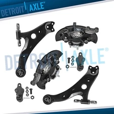 Front Steering Knuckles Hubs Lower Control Arms Ball Joints Kit for Toyota Camry