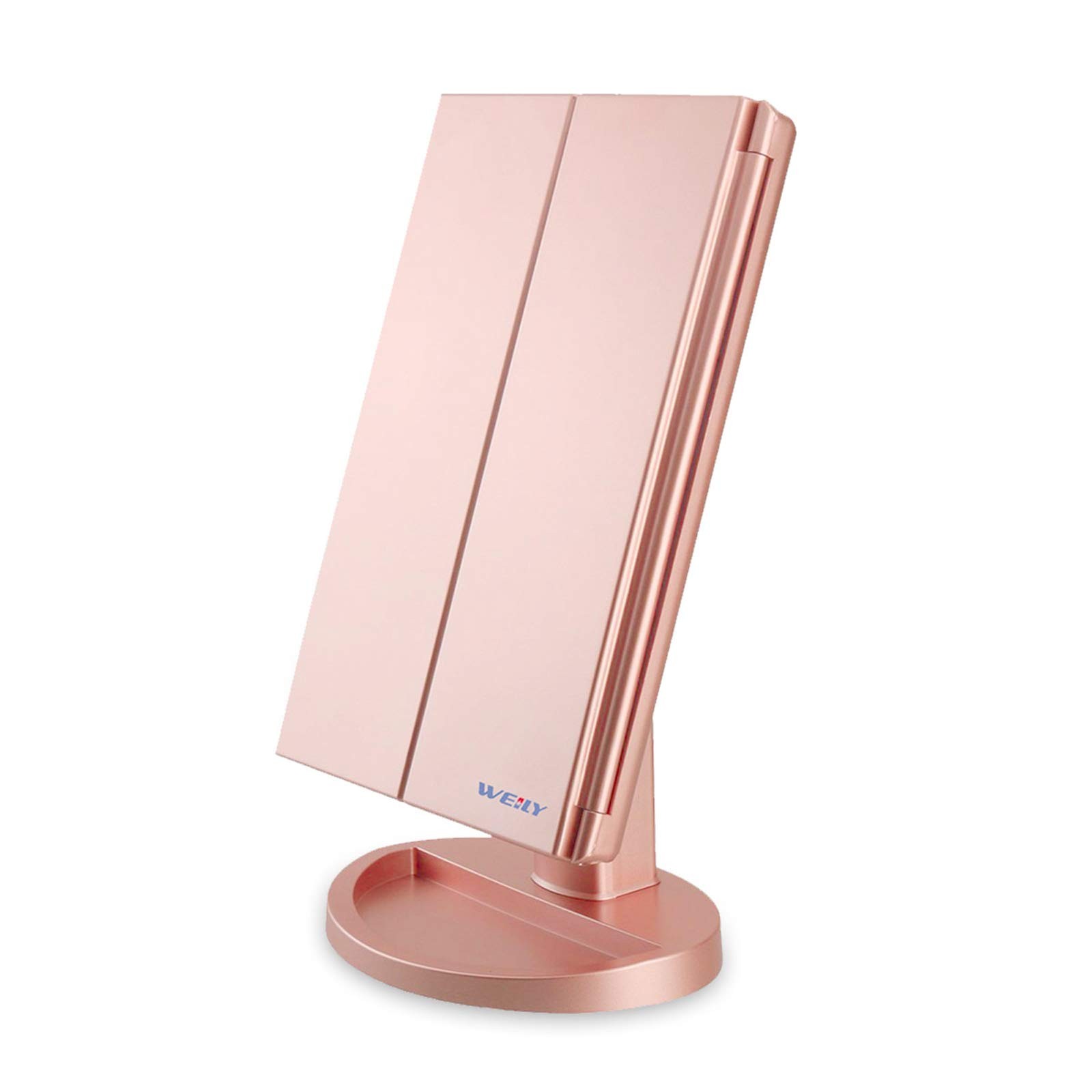 Makeup Mirror 1x/2X/3X Trifold Makeup Mirror with 21 LED Lights and Adjustable