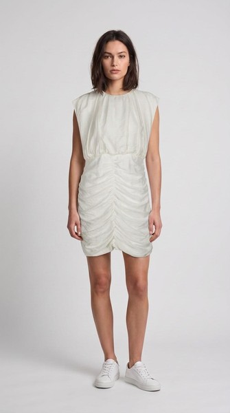 Sandro Kleid Ecru Leinen R RüCkenfrei Midi Kleid Gr. 40 L Damen SFPRO02870-image