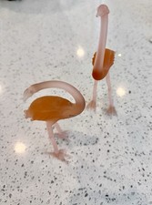 Set of Vintage Silvestri Frosted Pink Glass Flamingo Figurines Taiwan Coastal