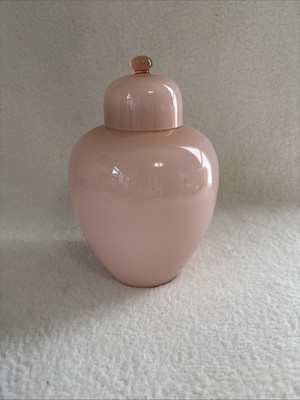 Vtg Blush Pink Cased Pop Art Consolidated Glass Regent Line Covered Urn 9.5''