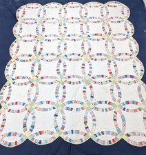 Vintage Beautiful Quilt Different Pieces Hand Woven size 86x73 inches