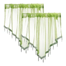 2Pcs Window Valance, 51x24 Inch Beaded Sheer Valance Curtains, Green