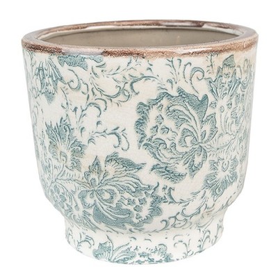 Clayre & Eef - Blumentopf Übertopf Pflanztopf floral Blüten Ranken -  ca. 17x15