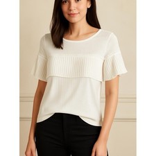 Banana Republic Pleated Ruffle Ivory Blouse Size XS