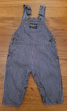 Vintage Oshkosh B'Gosh Kids Infant 6-9M Hickory Blue Stripe Vestbak Overalls USA