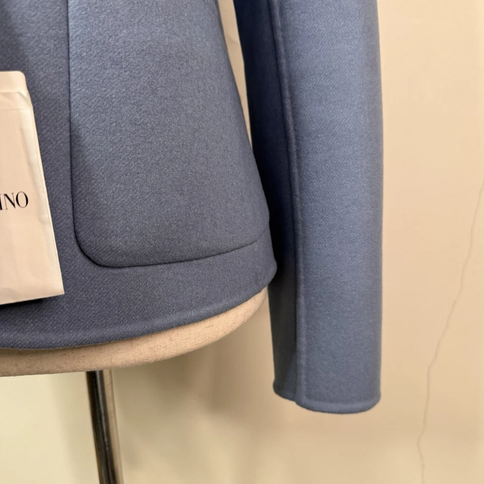 Chaqueta Blazer Valentino Azul Angora Lana IT 42 NUEVA CON ETIQUETAS Lujo Clásica $3990 Foto 4 de 4