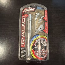 Vintage 2003 Quasar FM Radio Ballpoint Pen With Stereo Earbuds QP3 New