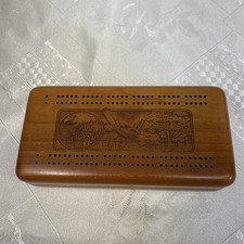 Wooden Cribbage Board Made In USA Eagle Design
