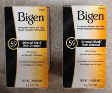 2 Boxes - Bigen Permanent Powder Hair Color #59 Oriental Black