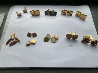 Vintage Mens Cufflink Lot 10 Pair Mix Assorted Estate Find 10 K And Ster Incld