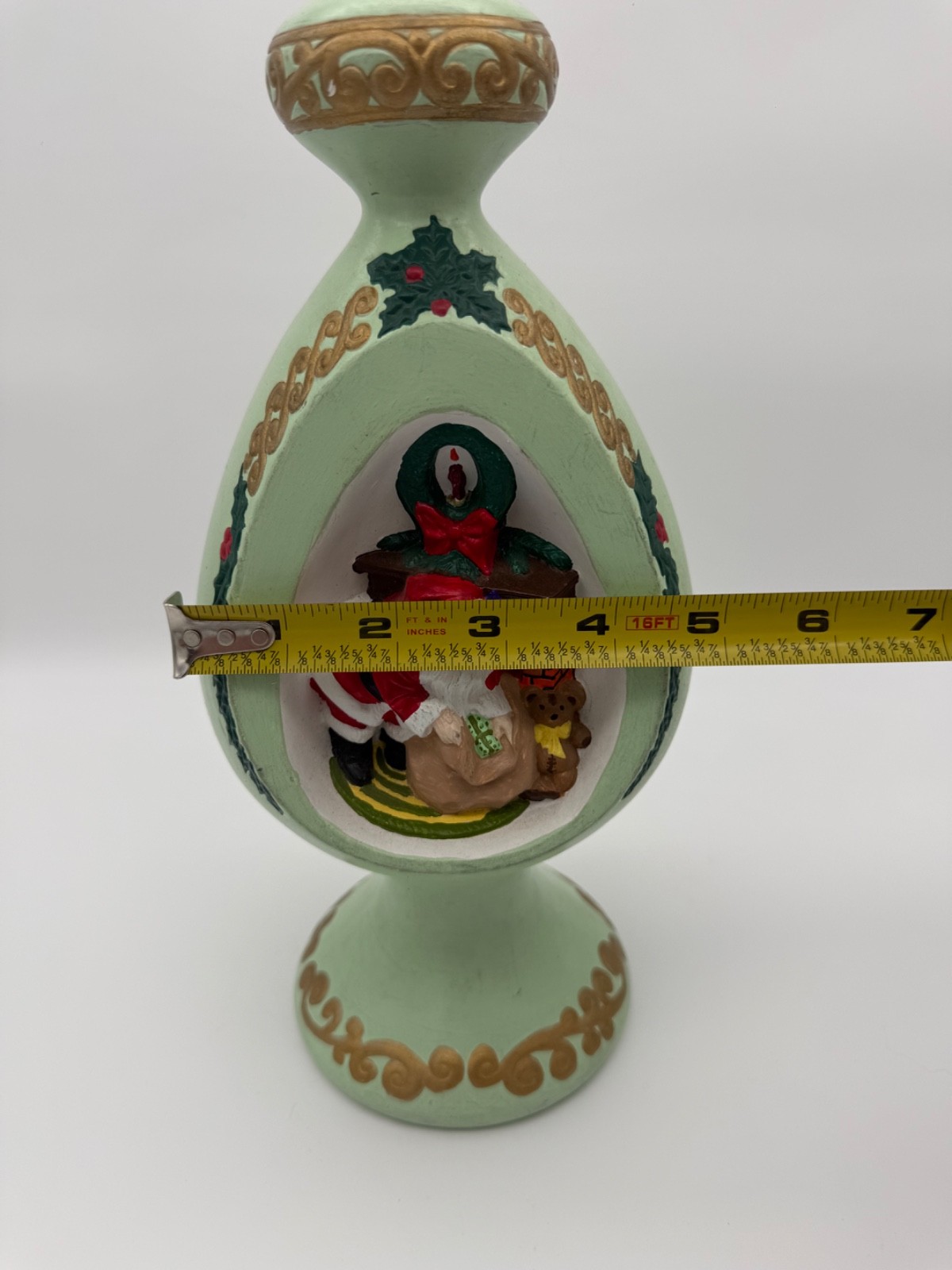 Vintage 1977 Byron Molds Christmas Ceramic Ornate Santa Tree Topper Table Topper