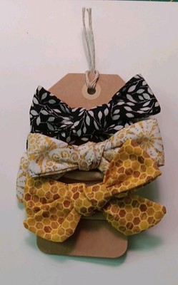 Handmade Girls Yellow, Black and White Print 3 1/2'' Hair Bows