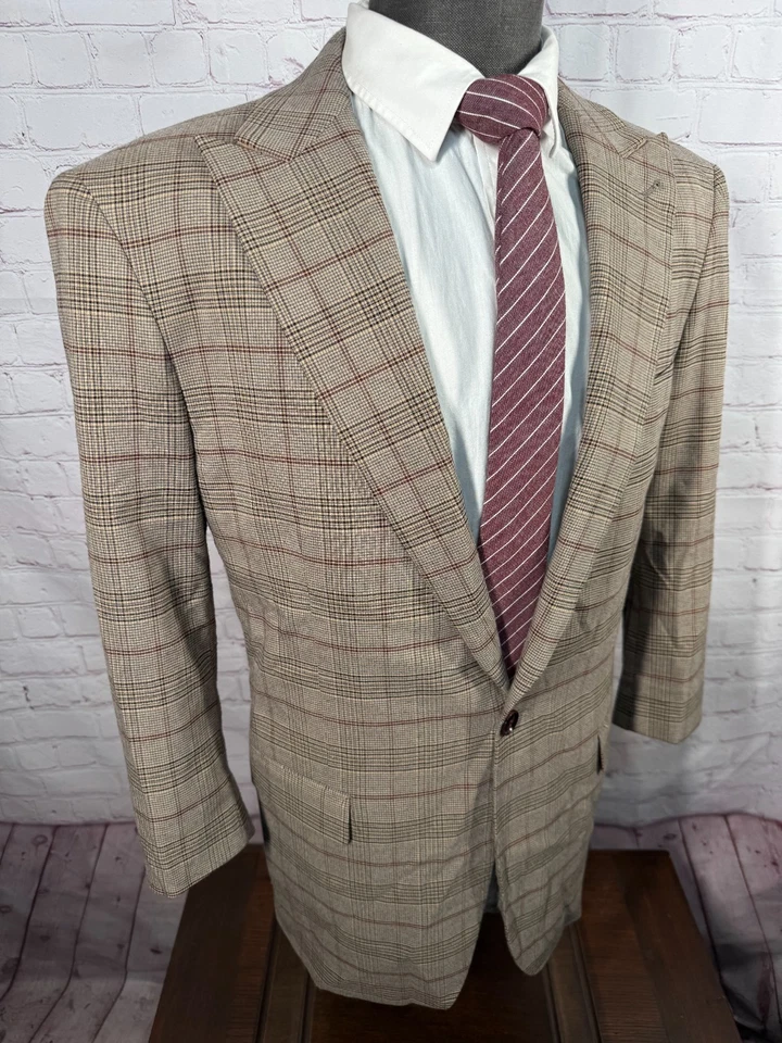 Traje KILBURNE & FINCH Para Hombres Marrón GLEN CUADROS A MEDIDA 2 piezas TALLA 46XS 40x24 Pantalón Foto 4 de 4