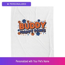 Custom Shih Tzu Paw Print Pet Blanket Personalized Name Pet Lover Gift