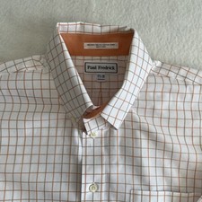 Paul Fredrick Mens Shirt 17.5x36 Non Iron Two Ply Cotton Classic Fit