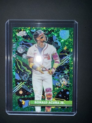 Topps 2025 Cosmic Chrome Green Space Dust Refractor Ronald Acuña Jr. /75