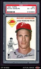1954 Topps #45 Richie Ashburn White Back Phillies HOF PSA 6 - EX/MT