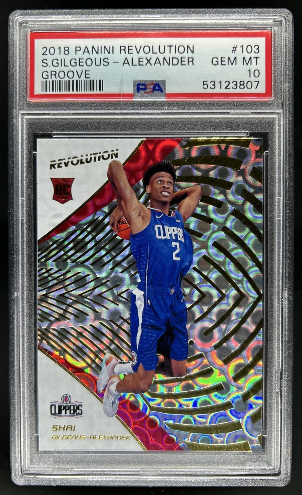 2018-19 Panini Revolution Shai Gilgeous-Alexander Groove RC #103 Clippers PSA 10 view 1