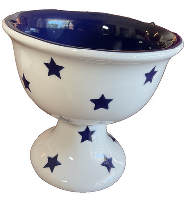Terramoto  Ceramic Dessert Ice Cream DISH PATRIOTIC BLUE STARS NWT