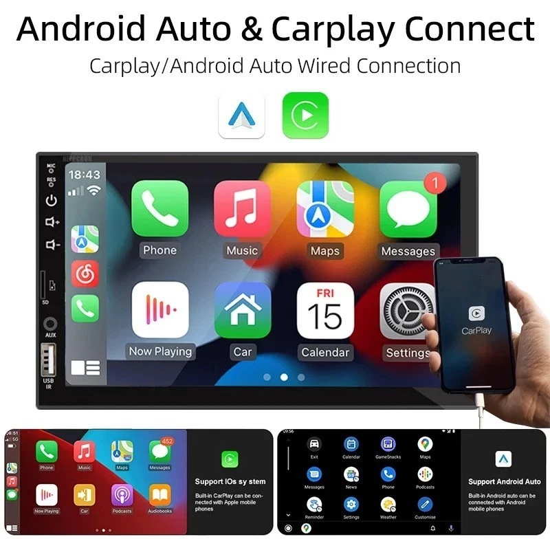 Autoradio Universale 1 Din con Carplay e Android Auto – Schermo Touch da 7" HD🚗 - Immagine 2 di 4