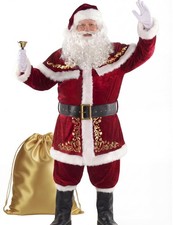 Adult Deluxe Velvet Santa Claus Costume 12pcs Set Santa Claus Suit Outfit for...