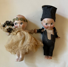 Kewpie Doll Bride  Groom Cake Toppers 1920s Antique Rose O'Neill 4"