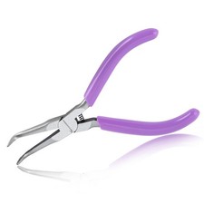 SPEEDWOX Bent Needle Nose Pliers With Serrated Jaw Mini Medium, Purple