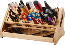 Bamboo Screwdriver Organizer Rack Desktop Hand Tool Stand and Repair Tool Storag