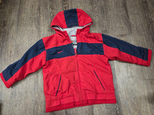 Nike Red Navy Blue Full Zip Hooded Light Lined Windbreaker Jacket XS 4/5
