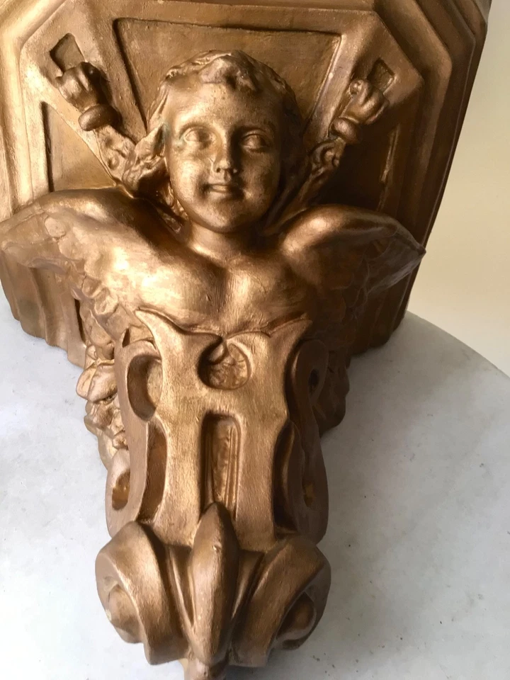 étagère ancienne, grande taille avec décoration d'un ange , 19ème siècle - Photo 4/4