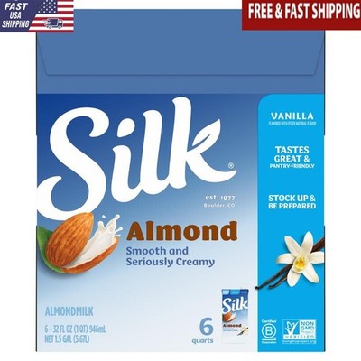 Shelf Stable Almond Milk Vanilla Flavor Pack of 6 Non Dairy Vegan Calcium New