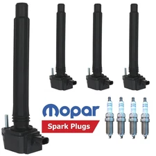For Jeep Cherokee Dodge Dart OEM 4x Ignition Coil & MOPAR 4x Spark Plug Set