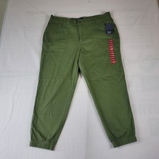 NWT GAP Women's Twill Jogger Pants Size XL Mid Rise Elastic Back Olive Green