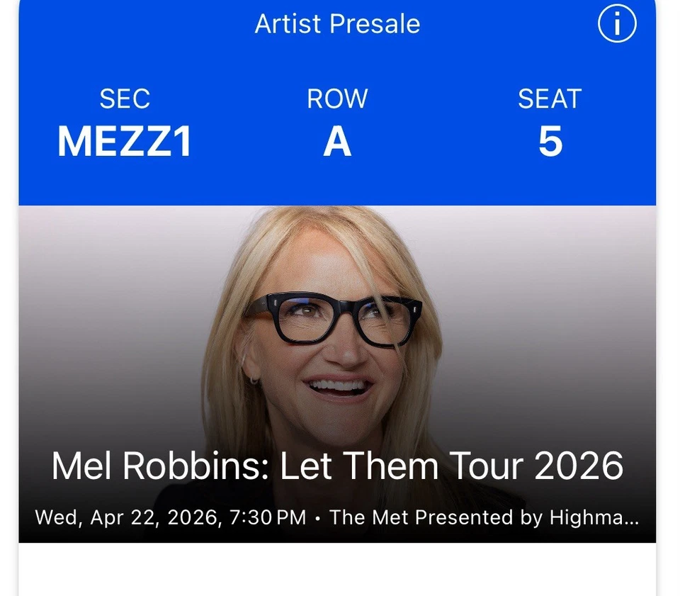 ( 2 ) Mel Robbin’s LET THEM Tour 2026 Philadelphia Instant Ticketmaster Transfer - Image 3 of 3