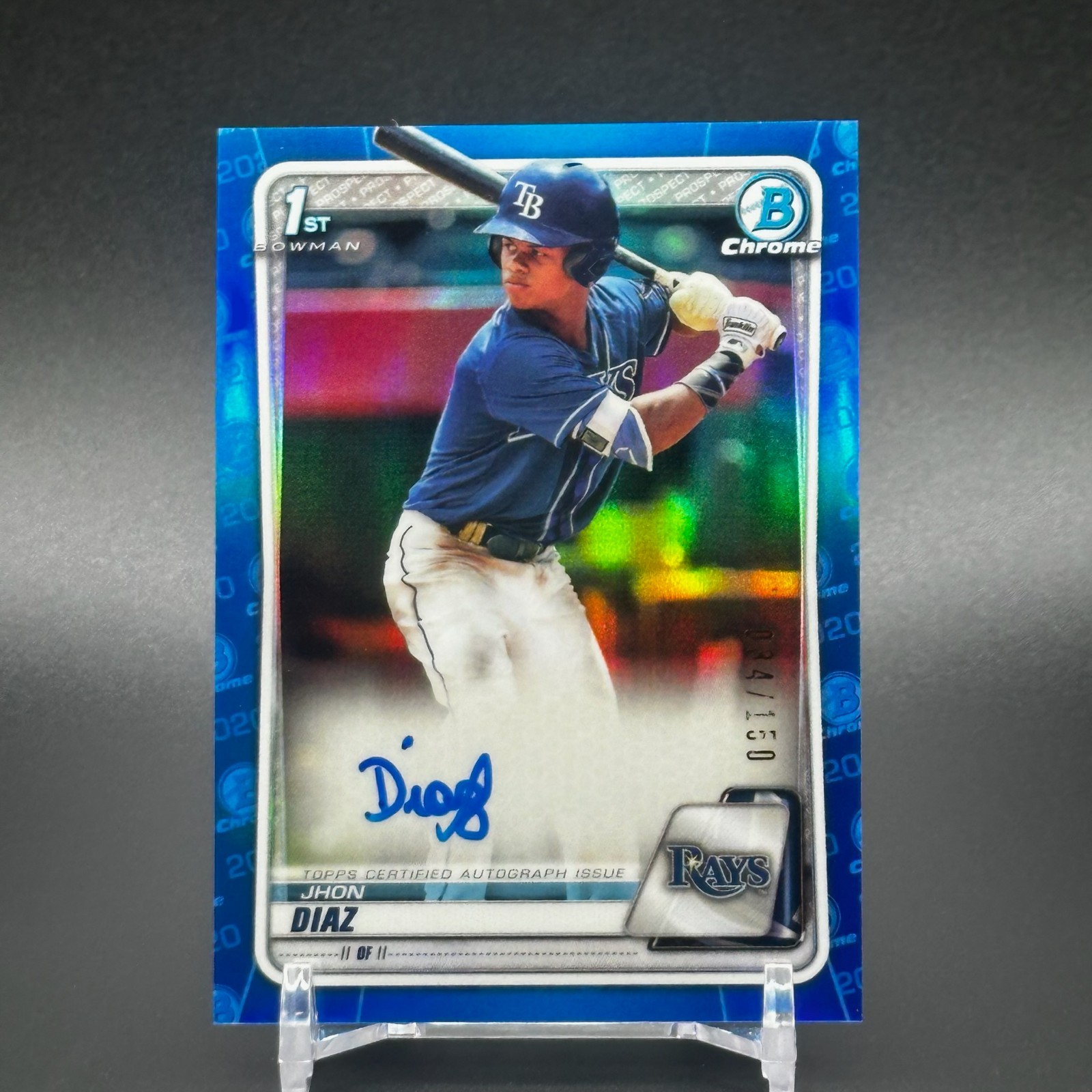 2020 Bowman Chrome Jhon Diaz #'d /150 Auto Blue Refractor #CPA-JDI - TB Rays RC