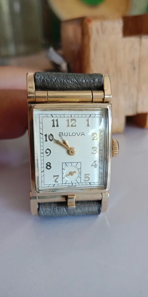 1950s BULOVA Flip Top Photo relógio social masculino folheado a ouro laminado 10k - Imagem 2 de 4
