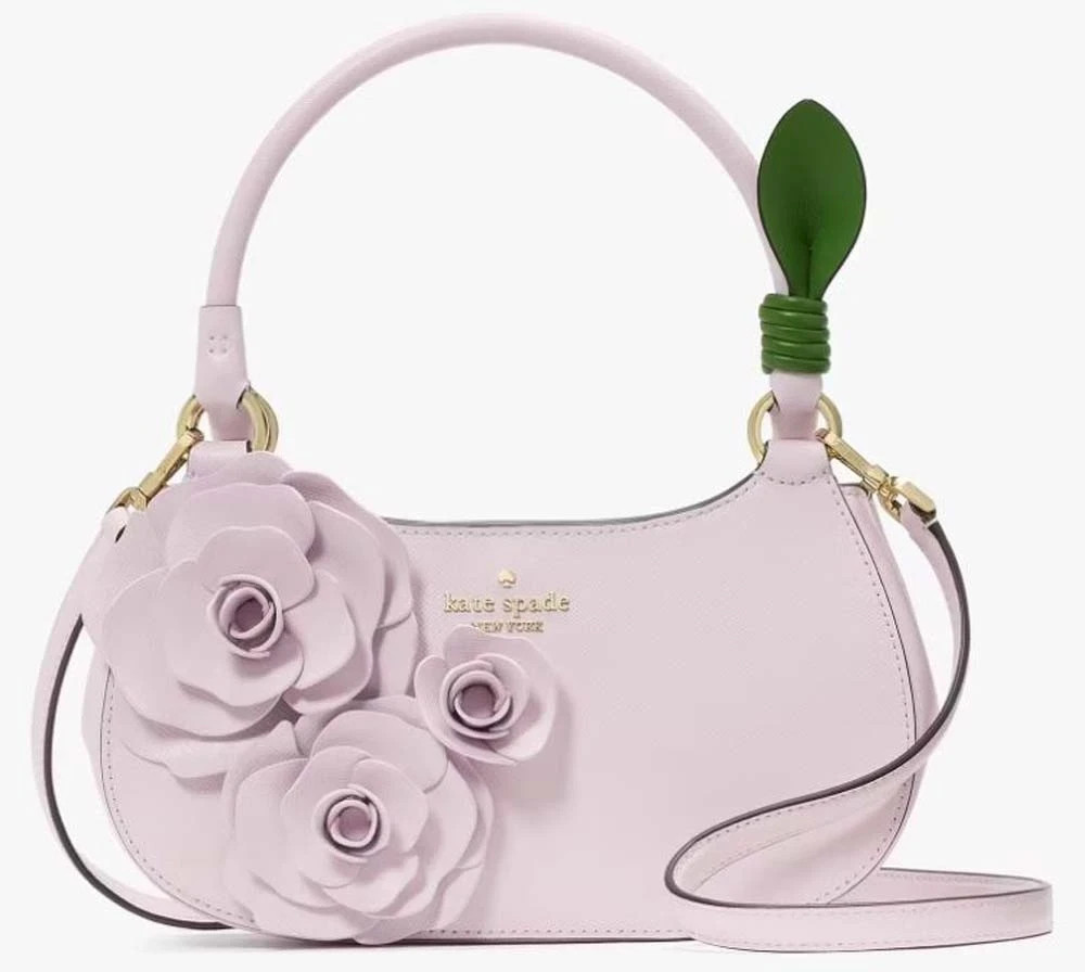 NWT Kate Spade KK970 Flora Rose Shoulder Bag Saffiano Leather Pale