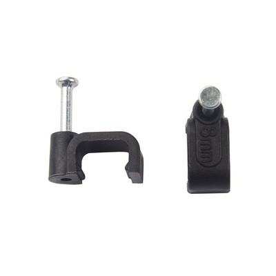 Square Cable Clips with Steel Nail, 8mm Black 50pcs/Pack, Cable Management Wa...