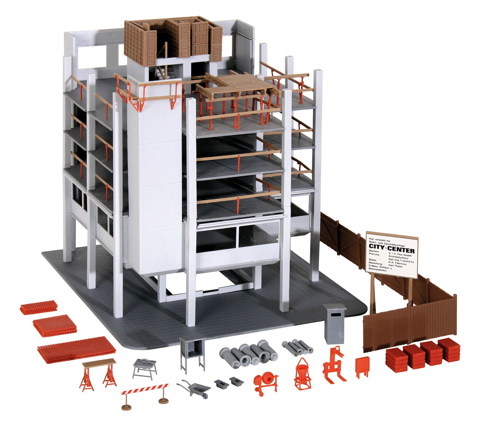 Kibri 38537 - H0 Building Shell with Construction Site Accessories - New