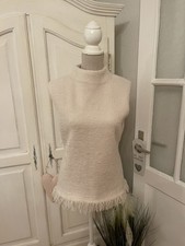 Zara, Damen Pullover ärmellos mit Fransen flauschig 