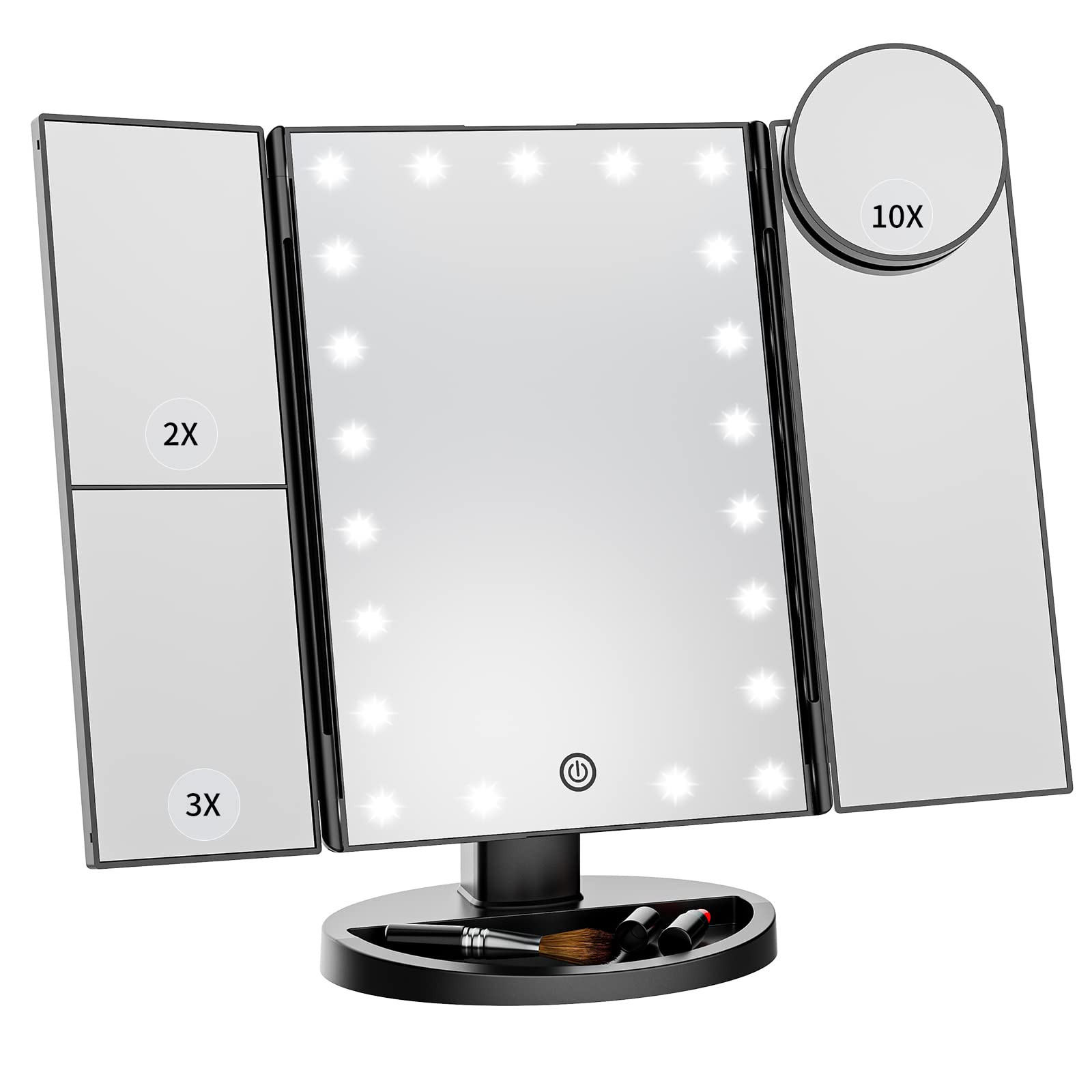 LED Vanity Mirror with 10X Magnification & Adjustable Lighting-image