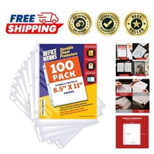 Archival Safe Clear Plastic Sleeves 8.5x11" - 100 Durable Document Protectors