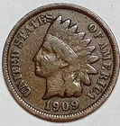 Indian Head Penny Lot of "1" VERY NICE 1909 GOOD OR BETTER°$ FREE SHIPPING $#990