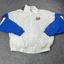 Vintage United States Auto Club Jacket Mens XL White Blue Racing Nylon 90s USA